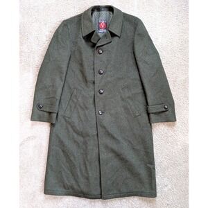 Vintage Weyrer Tyroler Loden Wool Coat Mens Size 50 Made in Austria Trench Green